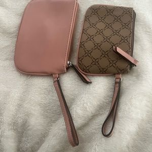Nine West two Wristlets Pink and Brown Pattern